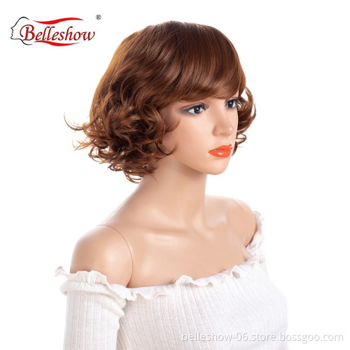Hot sell synthetic hair wig  s hort small roll woman wig  cheap  women wigs